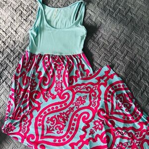 Stylish  Dress in Blue and Pink Dress women’s blue aqua and pink medium